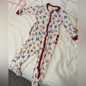 Red, white and Blue baby Footie Pajamas with bows